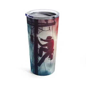 American Lineman Tumbler 20oz Drinkware Lid Stainless Steel Glossy