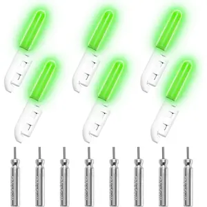 6PCS Fishing Glow Sticks Luminous LED Night Fishing Rod Green Fishing Light with 8PCS CR425 Battery