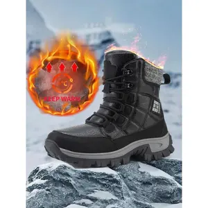 Men's Tactical Hiking Boots, Wear-resistant Non-slip Snow Boot, Winter Outdoor Camping Trekking Shoes, Warm Ankle Snow Boots