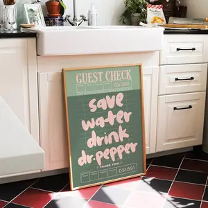 Sage Green Pink Aesthetic Trendy Wall Art Print Save Water Drink Dr.Pepper Green Retro Bar Cart Art Poster Trendy Cute Green Apartment Decor, Poster Prints No Framed, Gifts For Him Her, Wall Art, Wall Room Decor, Art Posters, Gifts For Valentine's Day