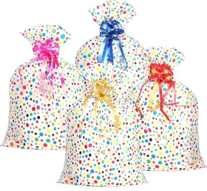 Extra Large Gift Bags 36'' x 48'' Oversized Plastic Storage Bags with Pull Flowers Jumbo Wrapping Pack for Presents Birthday Party Bridal  Showers
