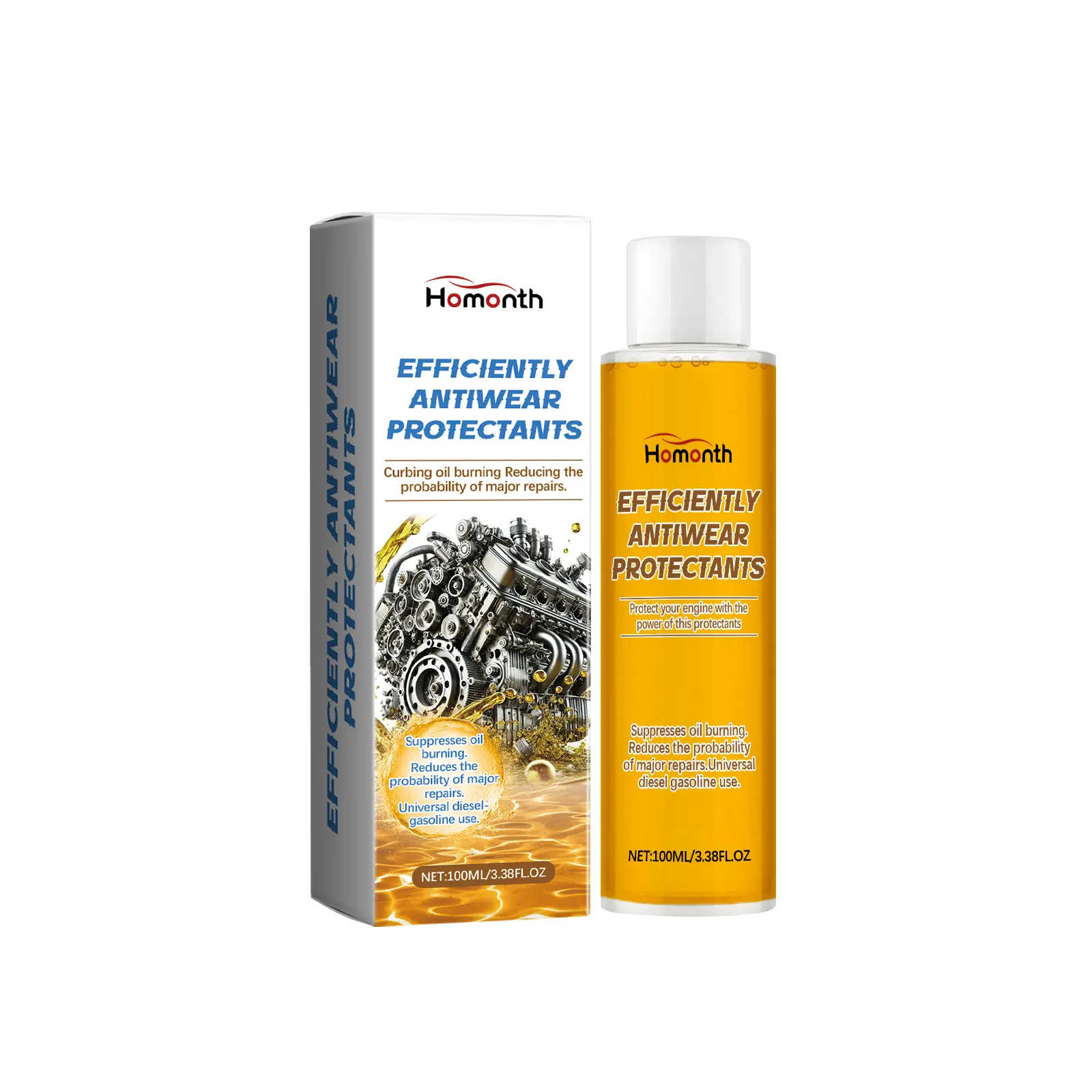 Homonth 100ml Automotive Engine Anti-Wear Protection Agent - Mineral Oil Formula with Additive, Minimizes Wear, Reduces Friction, Protects Gears, Creates Protective Barrier for Break-In & Maintenance, High Viscosity, Good Adsorption