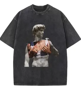 2D Flat Ancient Greek Statue Man With Modern Clothing Print Oversized T-Shirt Acrylic Pendant Ornament For Home Decor & Fashion Statement Valentine Gift For Lover