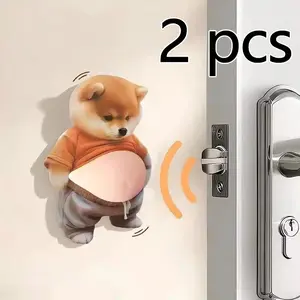 2 pcs 3D Cute Puppy Sticker set of multi-functional stress-relieving soft gel stickers - soft and adhesive wall and door anti-collision pads, cute decorative items suitable for the back of mobile phones, water bottles, thermos cups, and laptops