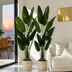 Mother's Day Gift | DLDA 5 Ft Bird of Paradise Artificial Plant 60 Inch UV Resistant Lifelike Fake Plant in Black Planter for Indoor Outdoor Tropical Home Decor Garden Ornaments - Decorative Decorative tiktokshopspringglowup