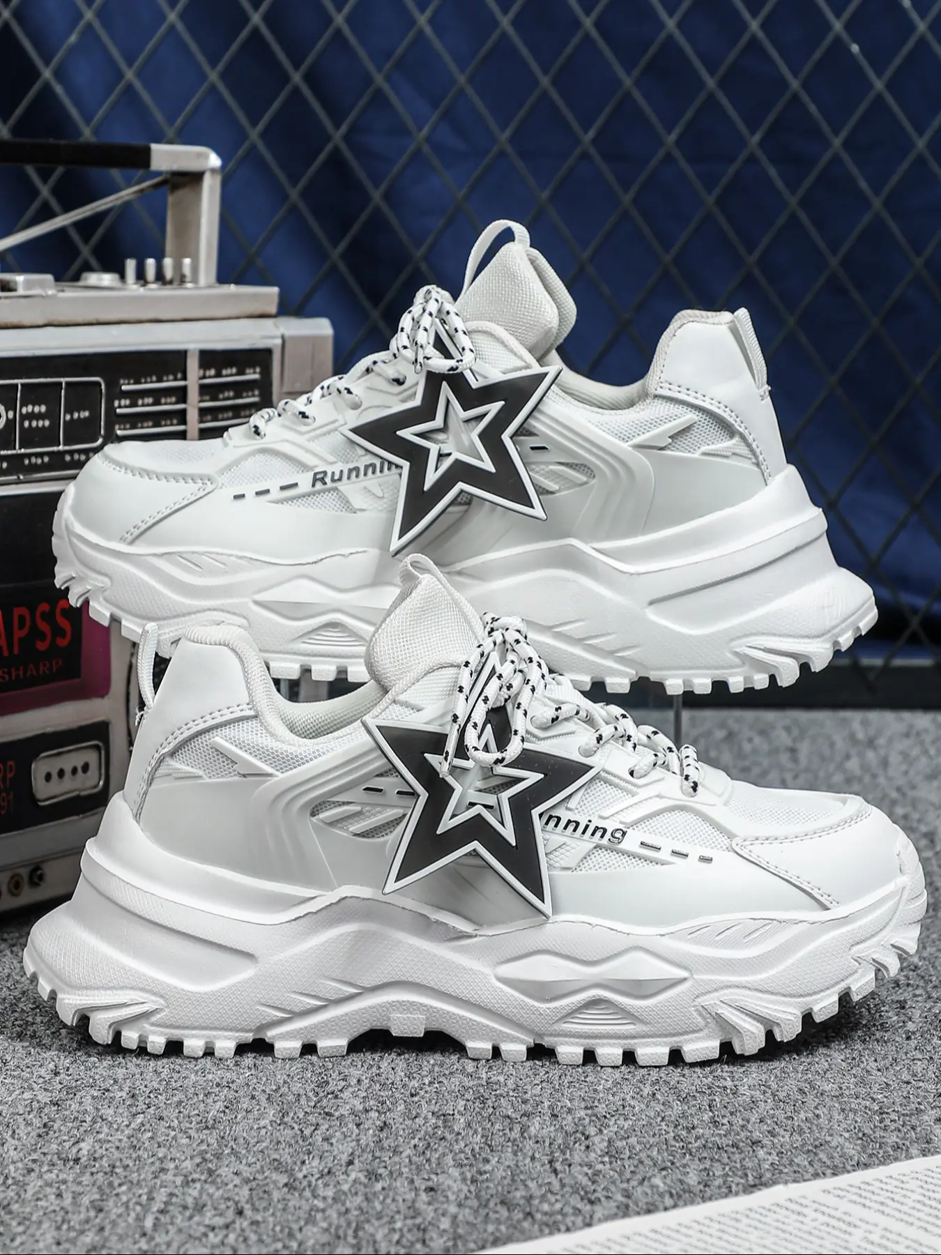 Men's Fashion DIY Detachable Decorative Dad Shoes, Casual Trendy Sneakers, Soft Comfortable Breathable Low Top Lace-Up Casual Trainer Sneakers Sports Shoes for All Seasons Fashionable Versatile Sneakers
