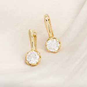 14K Real Gold Plated Zirconia Earrings Non Tarnish Jewelry Premium Simple Fashion Earrings for Women daughter gift stud  earrings ab  zircon