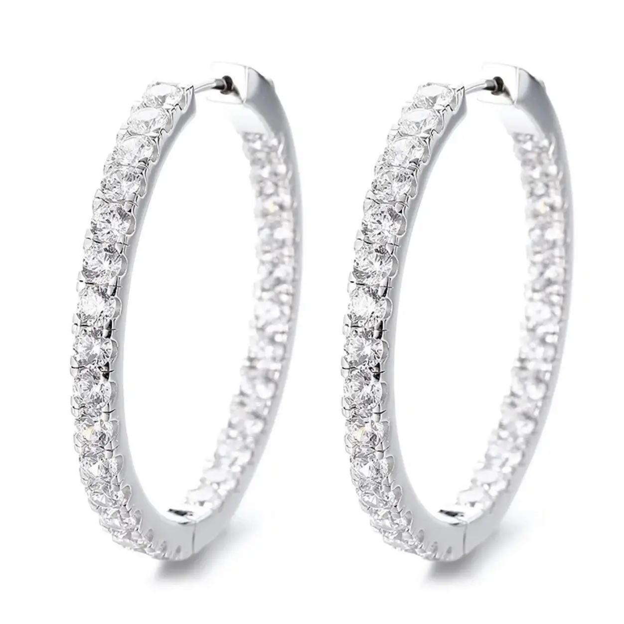 VVS D Color 20Mm Moissanite Hoops Earrings - Sterling Silver 925