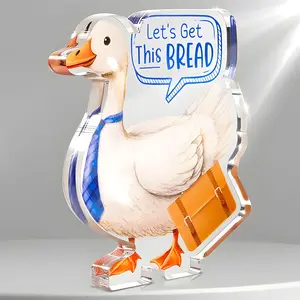 Funny Office Desk Decoration, Motivational Gift for Colleagues, Acrylic Bread Duck Sign, Fun Office Decor, Unique Employee Gift Idea