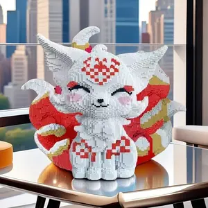 5859 Piece Gold Nine-Tailed Fox 3D Puzzle, Animal Shape Puzzle, DIY Model Building Set, Perfect Birthday and Holiday Gift Choice