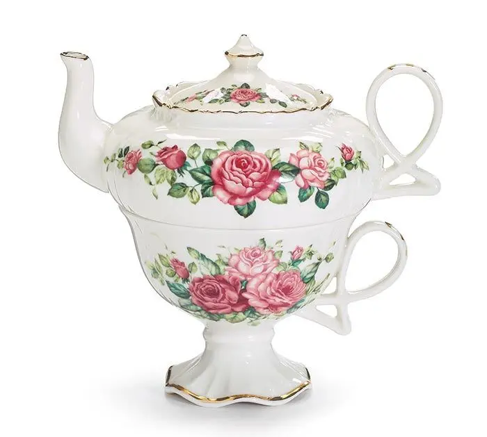 burton+BURTON Pink Floral Porcelain Teapot Duo