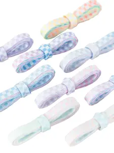 Pair of 8mm Wide Multicolor Gradient Plaid Shoelaces, Casual Fun Versatile Shoe Laces, Ladder Laces, Footwear Lace for All Seasons, Stylish and Durable