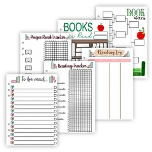 Reading Pages Bundle - Premade Bullet Journal 6 Pages for Self-Care Journal
