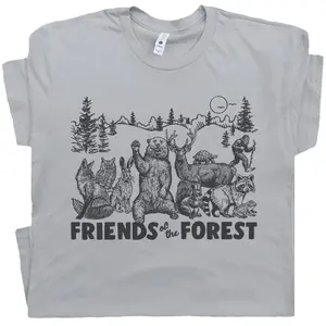 Forest Friends Camping T Shirt, Retro Camp Shirts for Men Women Yellowstone National Park Shirt Cute Outdoor Theme Tee Adventure Graphic Tee