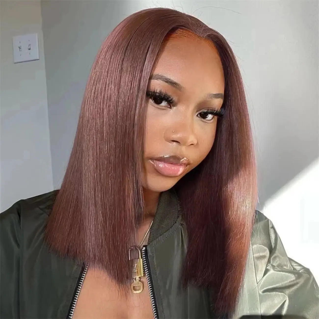 [Chocolate Brown Bob] Megalook 13x6 Glueless HD Lace Frontal Bob Wigs Short Cut Silky Straight Virgin Human Hair Pre-everything 180% 250% Density