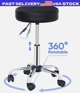 Hydraulic Rolling Stool Swivel Salon Chair Office Tattoo Adjustable Height Black