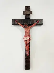 Fr.Chi-Cert Handcrafted Realistic Crucifix Christ in Resin Religious Ornament for Home Decoration Christmas Decor & Religious Gifts