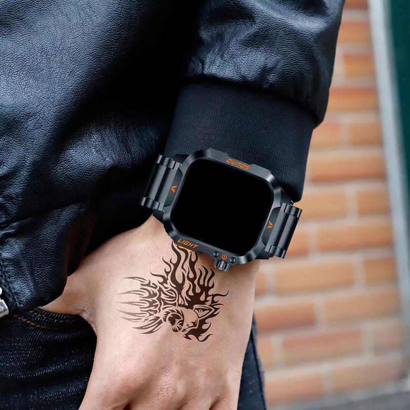 COANR active New 2.01" Outdoor Smartwatch for Men - Large Touchscreen Water Resistant Activity Monitor Wireless Calling 100+ Sports Modes iPhone Android Sync IP68  Black Smart Watch Fitness Device Wearable Charging Large Screen  with LED Flashlight