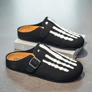 Men's Casual Skeleton Print SlidesBreathable Comfortable Slippers,Fashionable Slidesfor Indoor & Outdoor Wear, Walking Shoes