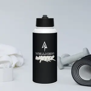 Stainless steel water bottle with a straw lid
