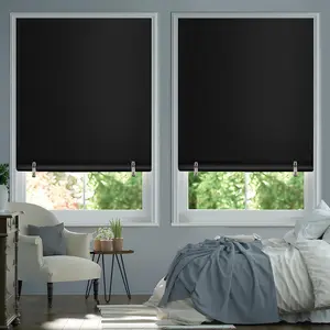 2Pack Blackout Roller Window Shades Cordless Blinds for Indoor Windows No Tools No Drill Pull Down Shades Thermal Insulated UV Resistant Fabric for Home Office Bedroom (36''W x 72''H, Black)