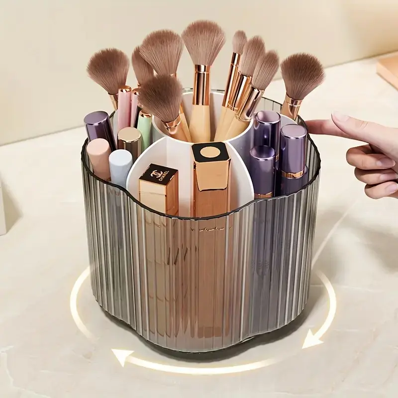 360° Rotating Pen Holder Organizer, Plastic Desktop Storage, 6 Slot Rotating Base, Compatible with Pens Pencils Markers, Office Desk Accessories, Stationery Storage Organizer, Desk Tidy, Desktop Accessory