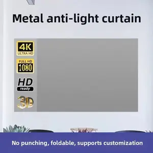 Metal Anti-Light Projector Screen – HD Foldable 100-inch 120-inch Portable Projection Film | Self-Adhesive No-Drill Movable Wall-Mounted Home Theater Screen