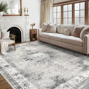 Bedroom Rug Rugs Machine Washable Rug Stain Resistant Non-Shed Carpet Traditional Rug Vintage Floor Cover Dining Room Low Pile Rug with Non Slip Backing for Living Room Kitchen