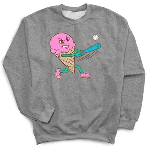 Baseball Crewneck Sweatshirt - Ice Cream Baseball