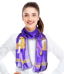 CBC Crown Unisex Rectangular Lightweight Bible Theme Scarf, Christian Print Silk-Feeling Religious Accessory for Ceremonies, All Seasons Fashion Scarf - Purple, Ceremony