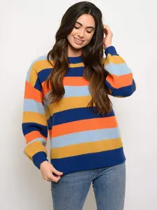 LONG SLEEVE KNIT COLORBLOCK SWEATER