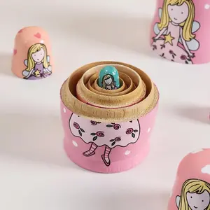 Russian Five-Layer Doll Cartoon Figure, Unique Wooden Craft Gift, Perfect for Christmas and Thanksgiving, Cute Style Memorial Item