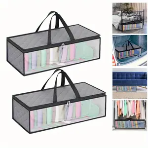 2PCS Dustproof Hat Storage Bags, Stackable Boxes with Two Handles, Can Hold Up to 40 Caps, Ideal for Protecting from Closet Moisture