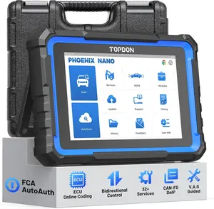 TOPDON Phoenix Nano Scanner Diagnostic Tool, Phoenix Nano Bidirectional Scan Tool with ECU Coding, 32+ Services, Support FCA AutoAuth, CAN FD & DoIP, V.A.G Guided, Automotive All Systems Diagnosis for Car