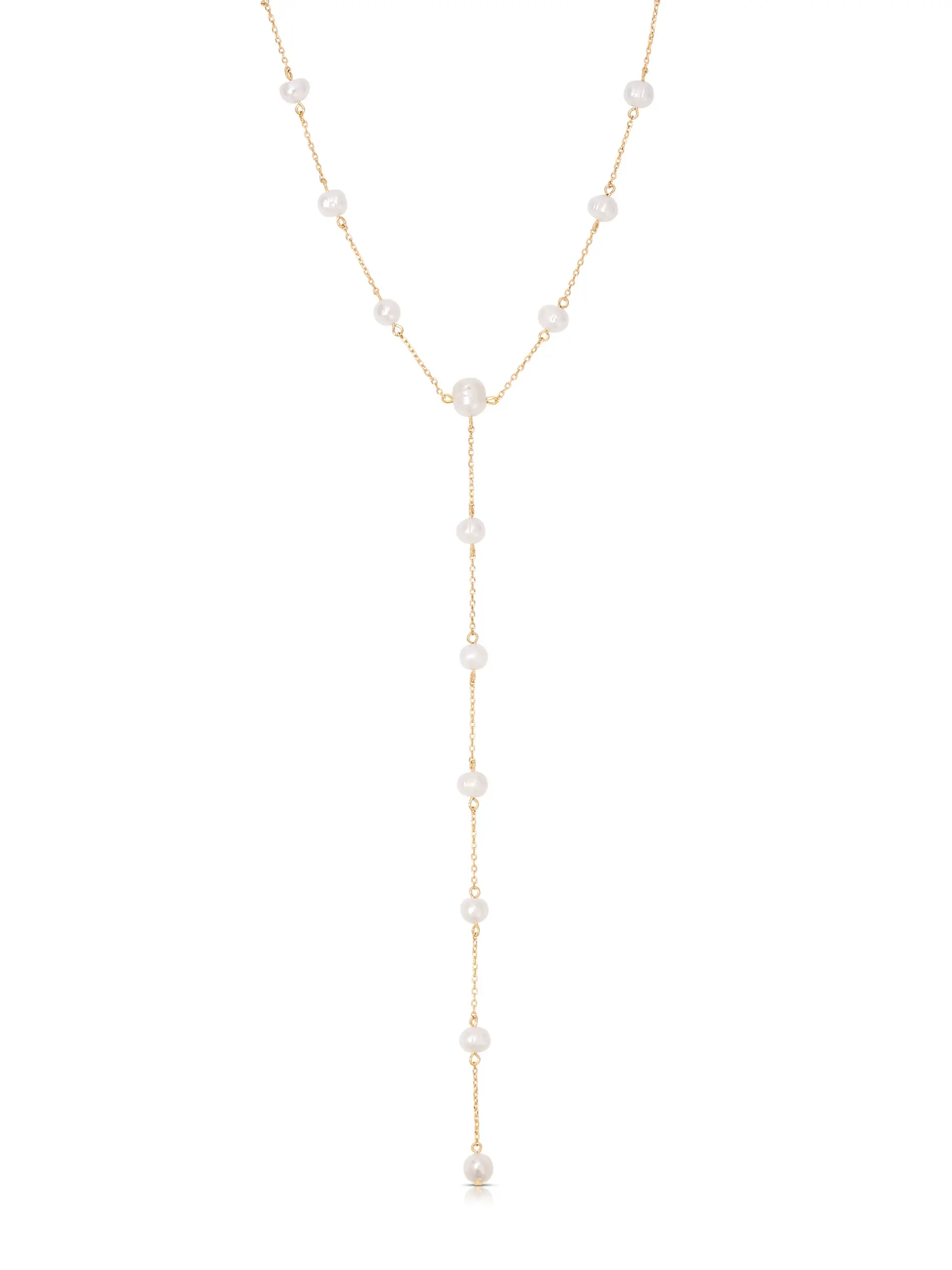 Ettika Dripping Pearl Lariat Necklace with Elegant Design and Sparkling Pearl Accents