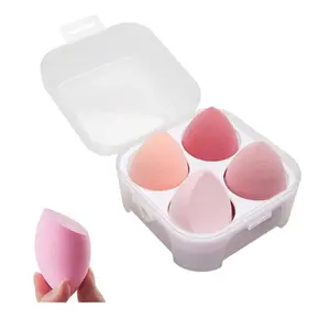 4Pcs Dry Wet Use Makeup Sponge Set, All Skin Types Flawless Beauty Blender Foundation Sponge for Liquid Cream Powder with Egg Storage Box, Makeup Accessories