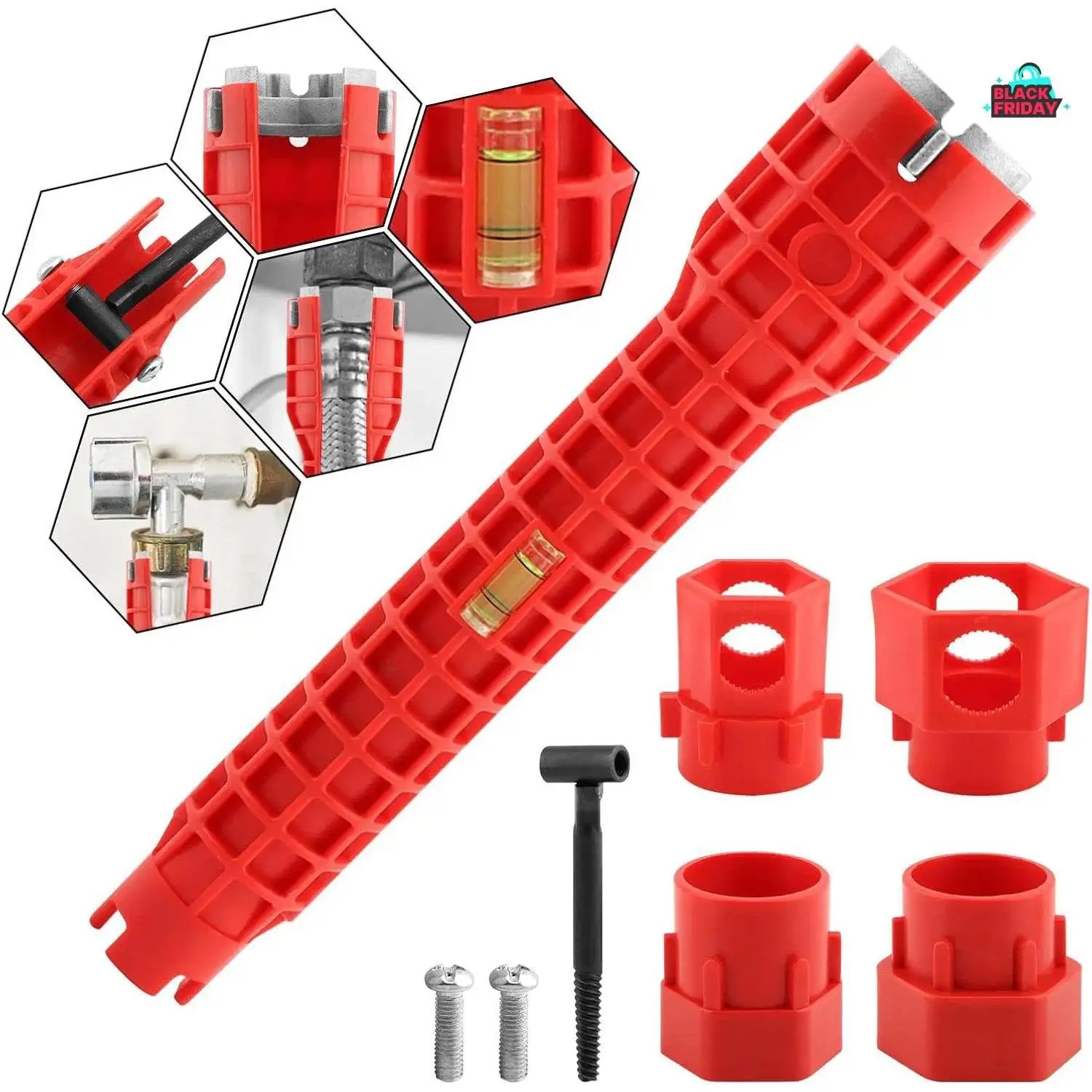 14-in-1 Multifunctional Socket Wrench Kit with Swivel Wrenches & Faucet Sink Installer, Plumbing Repair Hand Tool for Bathroom Fixtures DIY Projects