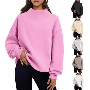 Women's Oversized Turtleneck Sweatshirt Long Sleeve Pullover Grey Cute FallFreshness TikTokShopBlackFriday CyberMonday Comfortable Relaxed Fit Cotton