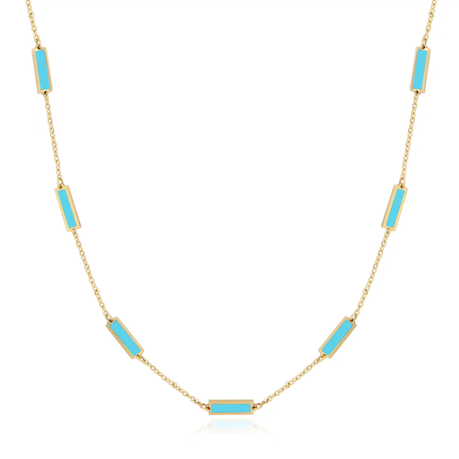 Turquoise Bar Chain Necklace