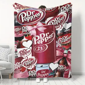 Dr.pepper Soft Flannel Throw Blanket, Cozy and Warm for Sofa, Bed, Office, Travel, Perfect Christmas, Mother's Day, Holiday Party Gift