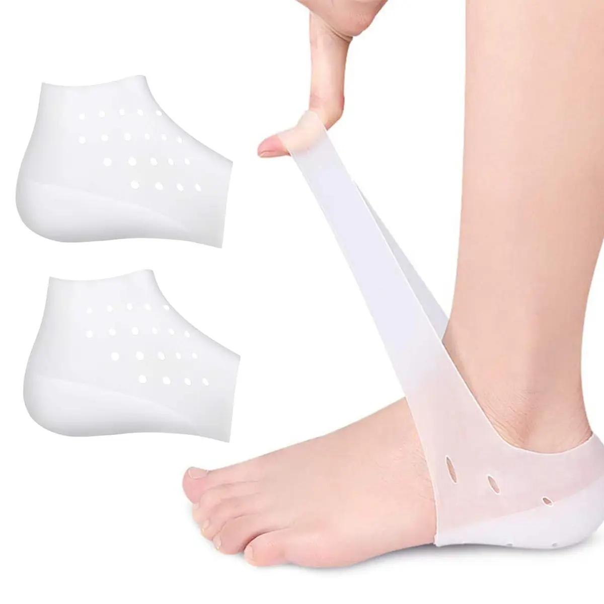 Silicone Invisible Inner Height Enhancement Insoles 2.5cm,Lift Arch Inserts, Shock Absorption Heel Cushion Pads for Men&Women Nail White Footwear Shoe