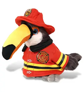 DOLLIBU Toucan Bird Fireman Plush Stuffed Toy - Super Soft Polyester Plush, Removable Fireman Suit, Suitable for Ages 0+
