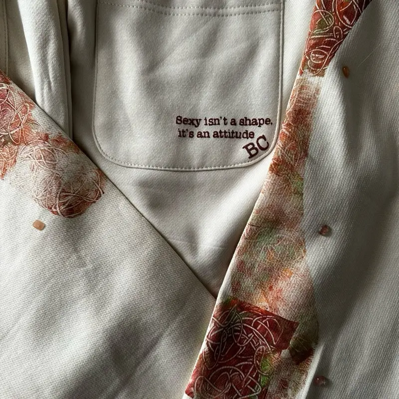 BLACCHAI 2 Piece Cream Crewneck Set with Pink Autumn Design Unisex  Clothing SIZE LARGE - Menswear Pants Comfort