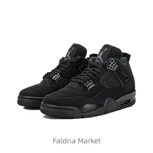 Black retro casual comfortable anti-slip and wear-resistant basketball shoes