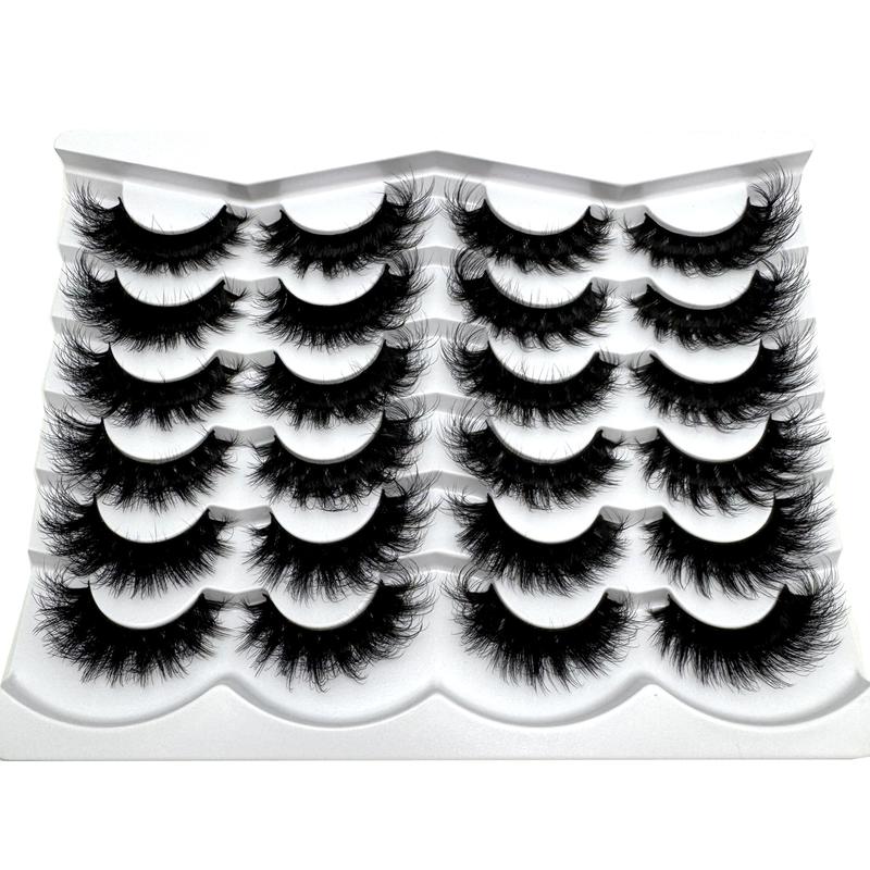 MKYDCG Dramatic Long Thick Volume 12 Pairs Cat Eye Lashes Fluffy Faux Mink 8D Wispy False Eyelashes Makeup Cosmetic Enhancer