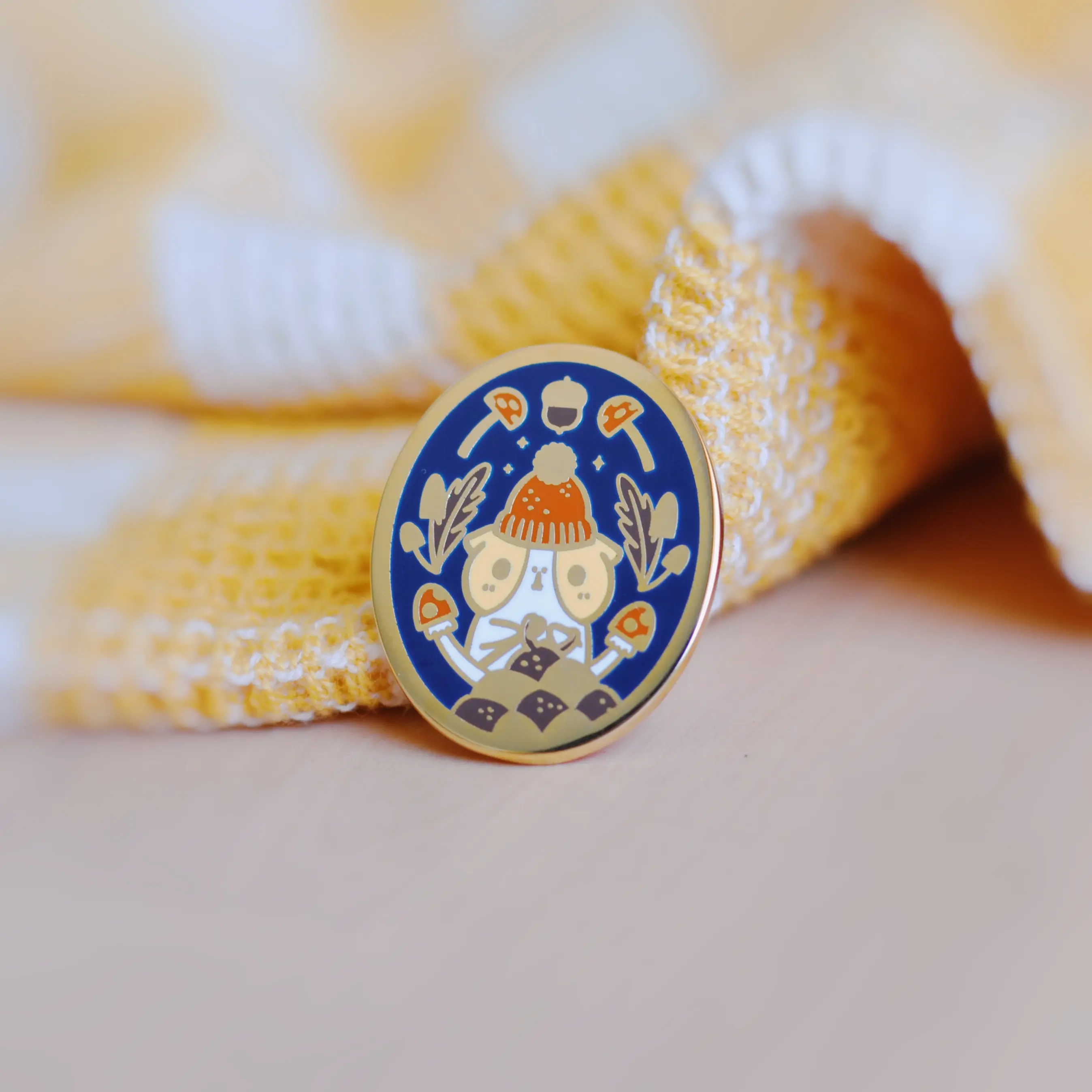 Noristudio Crocheting Bubu Enamel pin, Fall Theme, Limited Edition