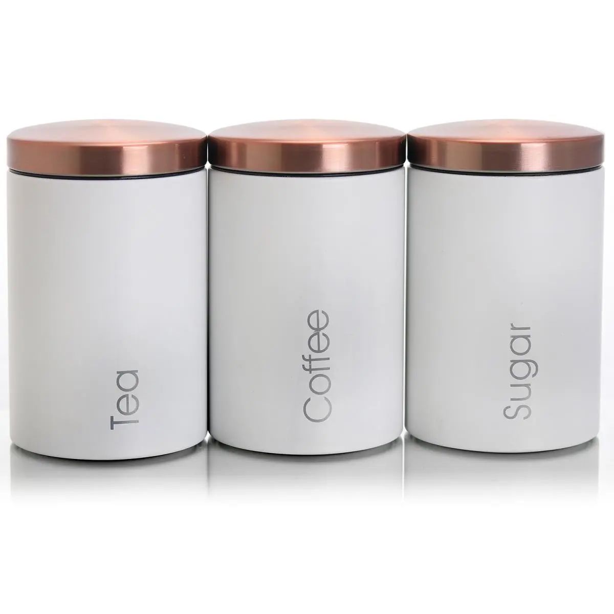 212 MAIN 3-Piece Essential Kitchen Canister Set - Smooth Interior Finish Matte White Jars, Leak-Proof Reusable Lids, 3.5 lbs Capacity, 6.73 in Height, 4.5 in Width for Coffee Storage Containers