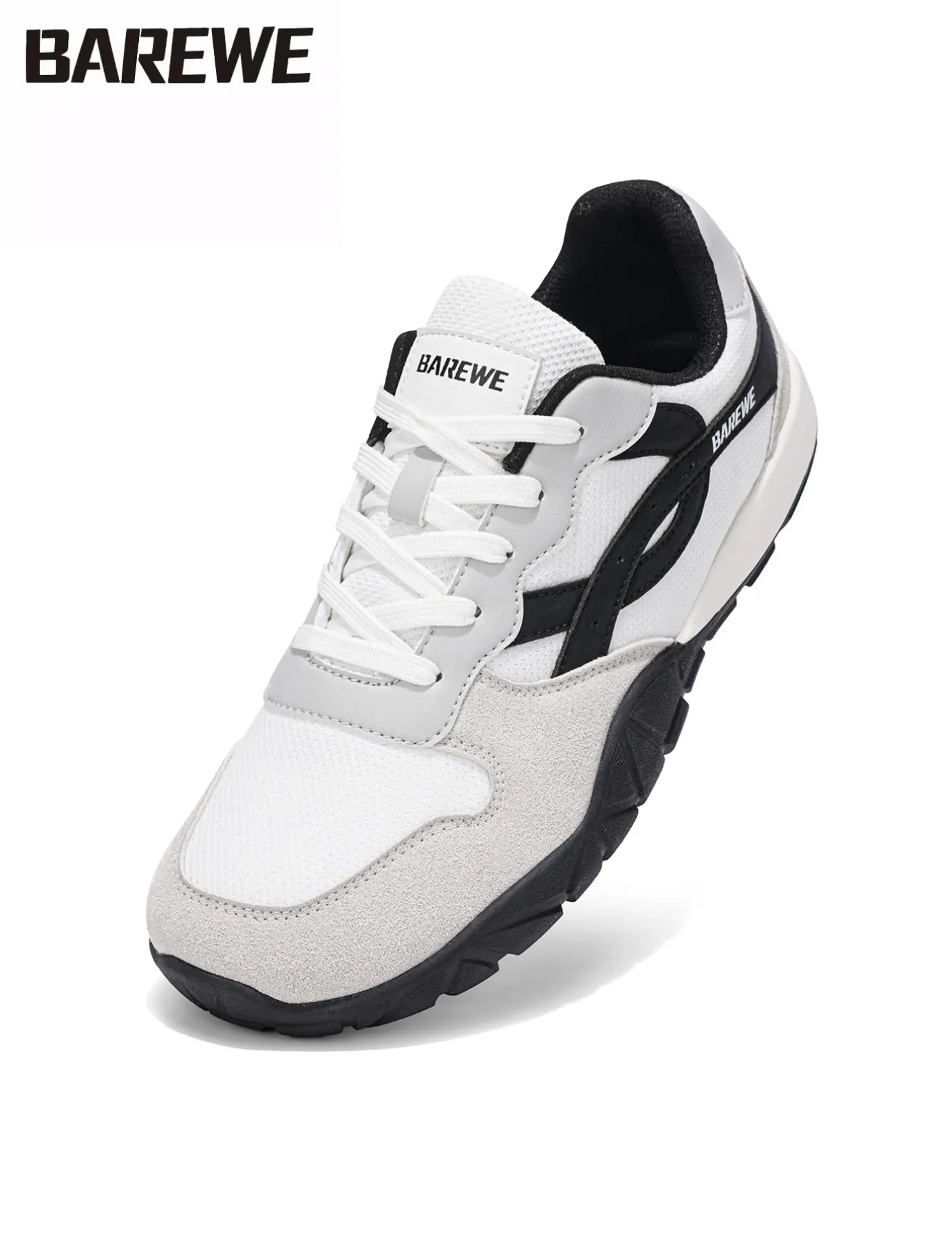 Barewe Women's Wide Fit Barefoot Shoes, Breathable Mesh and Suede, Low Heel, and Casual Sneakers, Office and Travel Friendly
