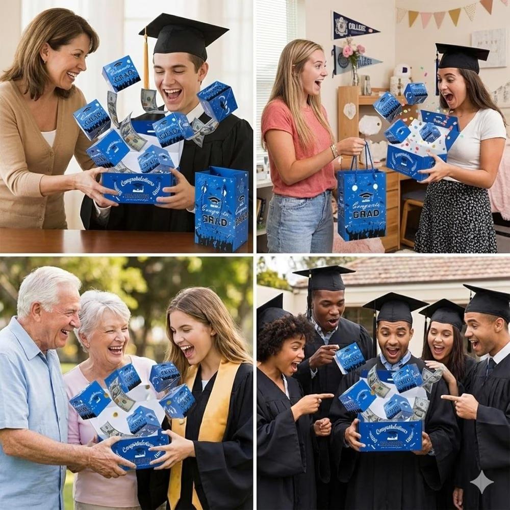 Graduation Cash Explosion Gift Box Set for Her/His - Pop-up Surprise Money Box, Holds Cash, Cards, Jewelry, Graduation Pop-up Gift Box