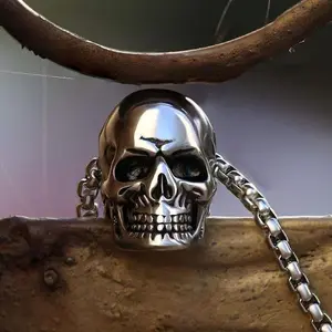 GTHIC Punk Skull Necklace Gothic Stainless Steel Jewelry Fashion Accessories Daily Wear Creative Gifts